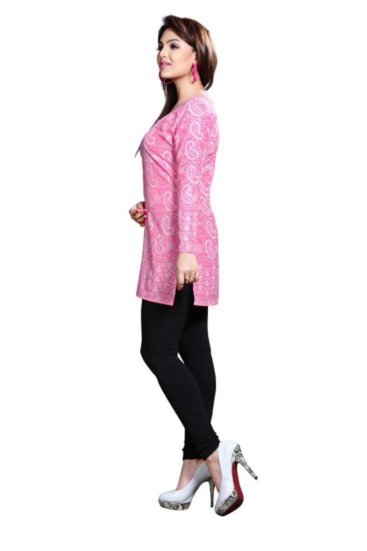 Pink american crepe printed kurti