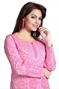 Pink american crepe printed kurti