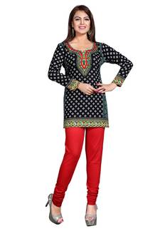 Black american crepe printed kurti