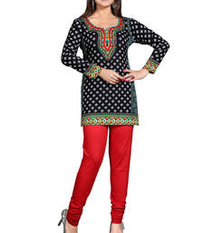 Black american crepe printed kurti