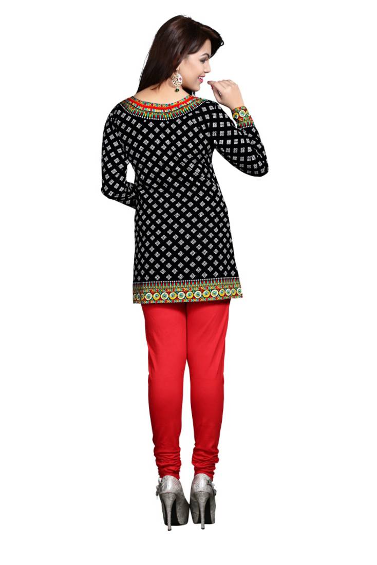 Black american crepe printed kurti