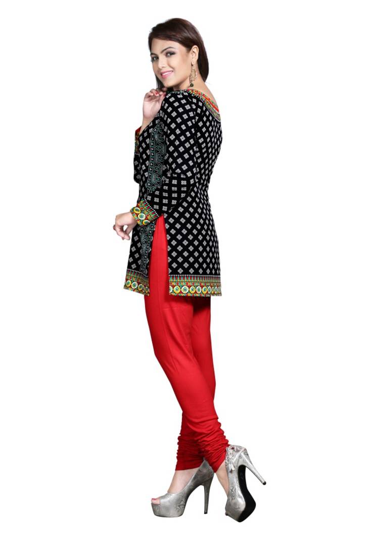 Black american crepe printed kurti