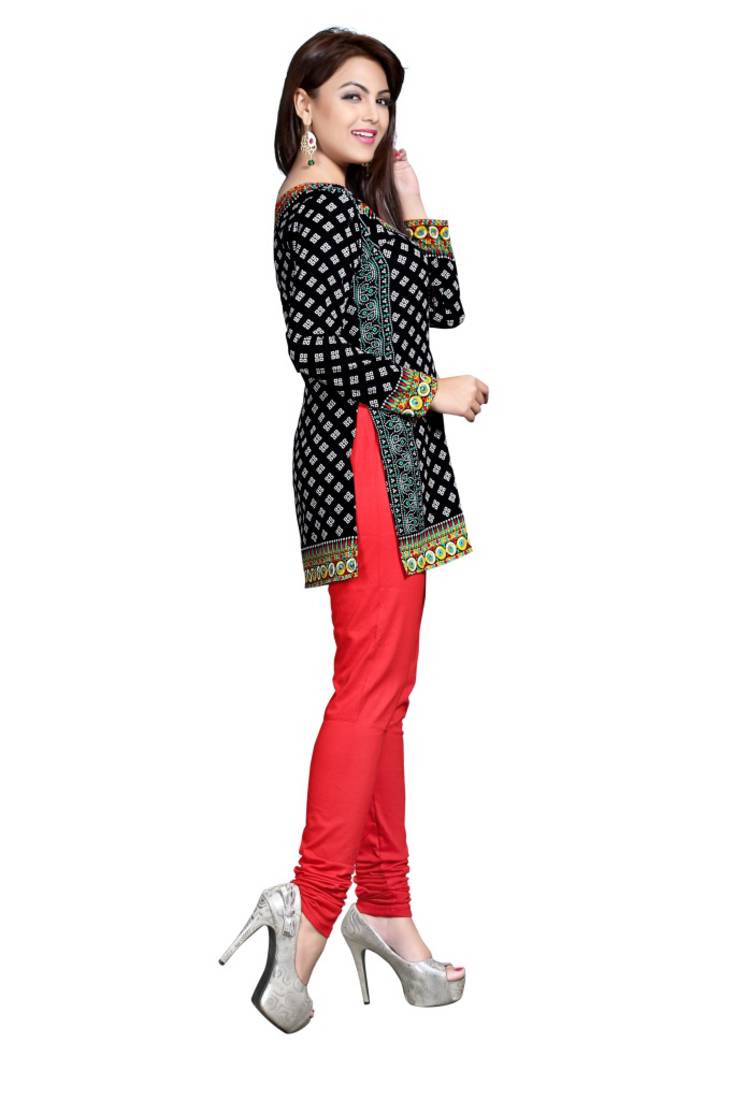 Black american crepe printed kurti