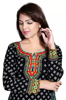 Black american crepe printed kurti
