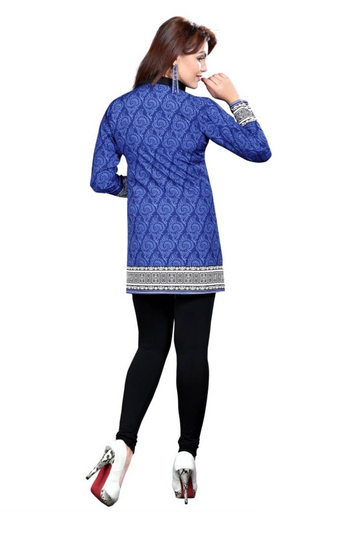 Blue american crepe printed kurti