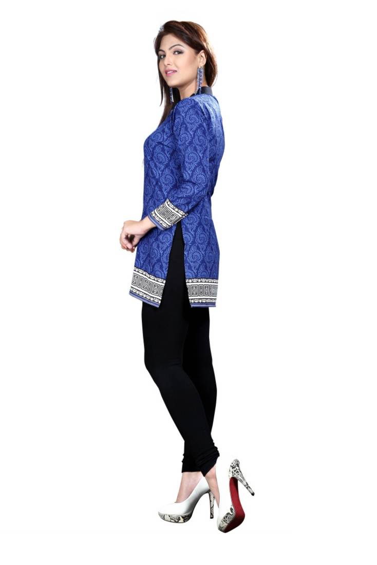 Blue american crepe printed kurti