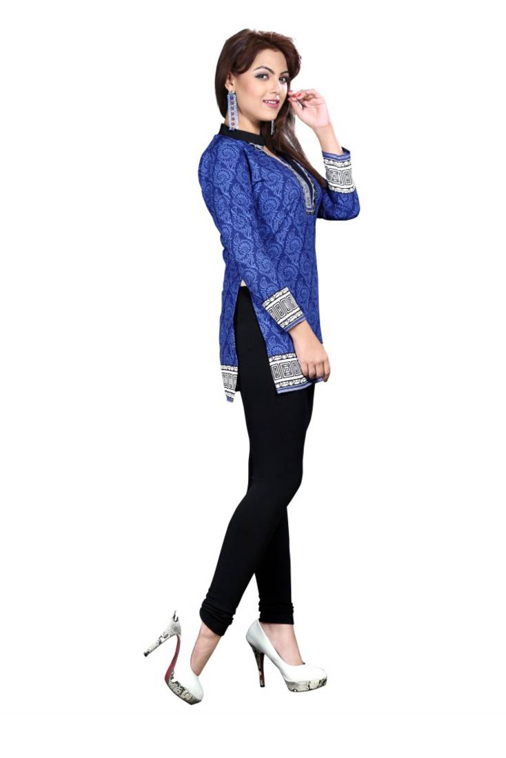 Blue american crepe printed kurti