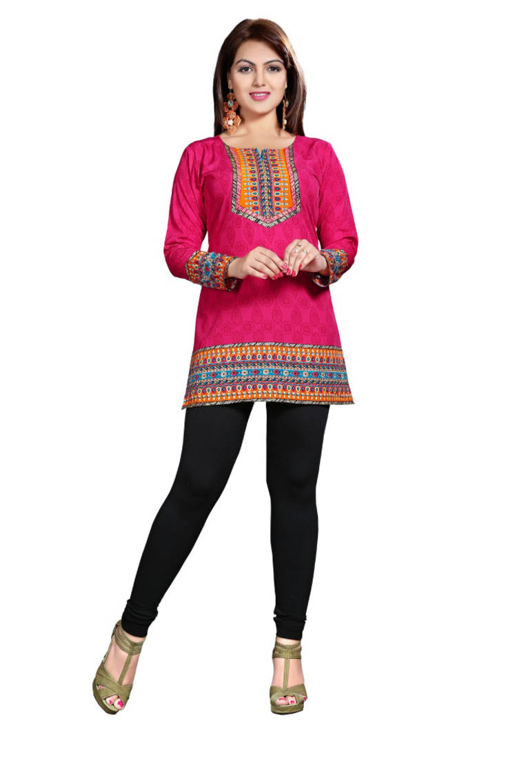 Pink american crepe printed kurti