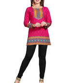 Pink american crepe printed kurti
