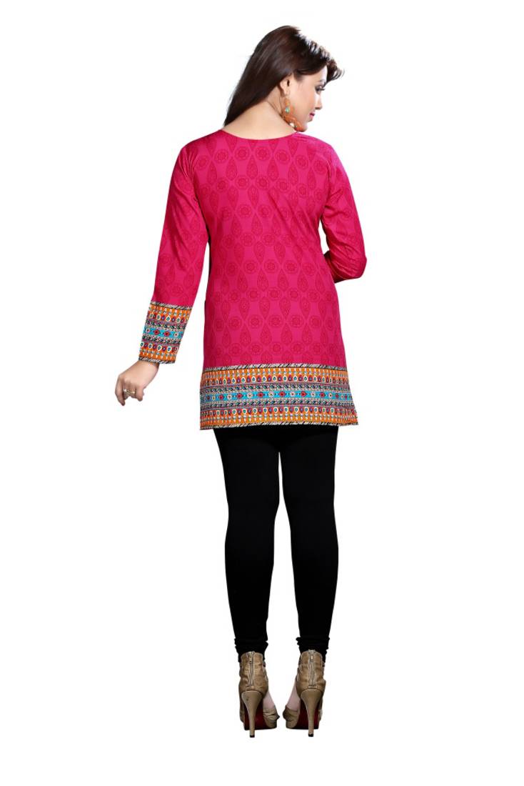 Pink american crepe printed kurti