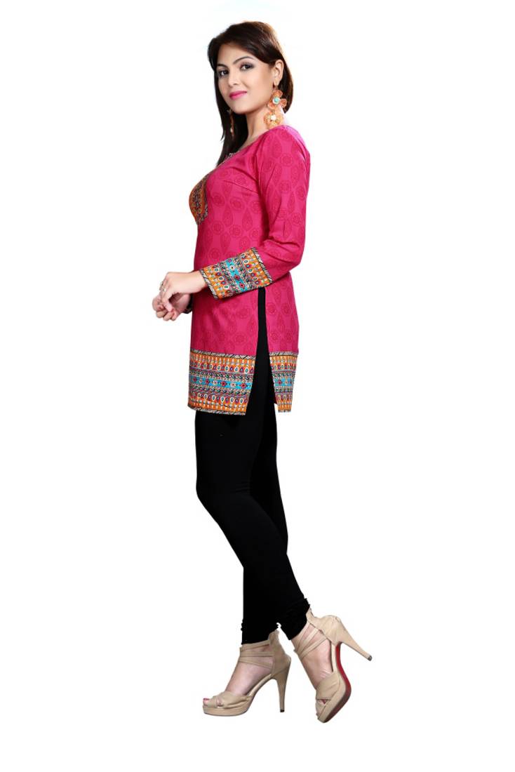 Pink american crepe printed kurti