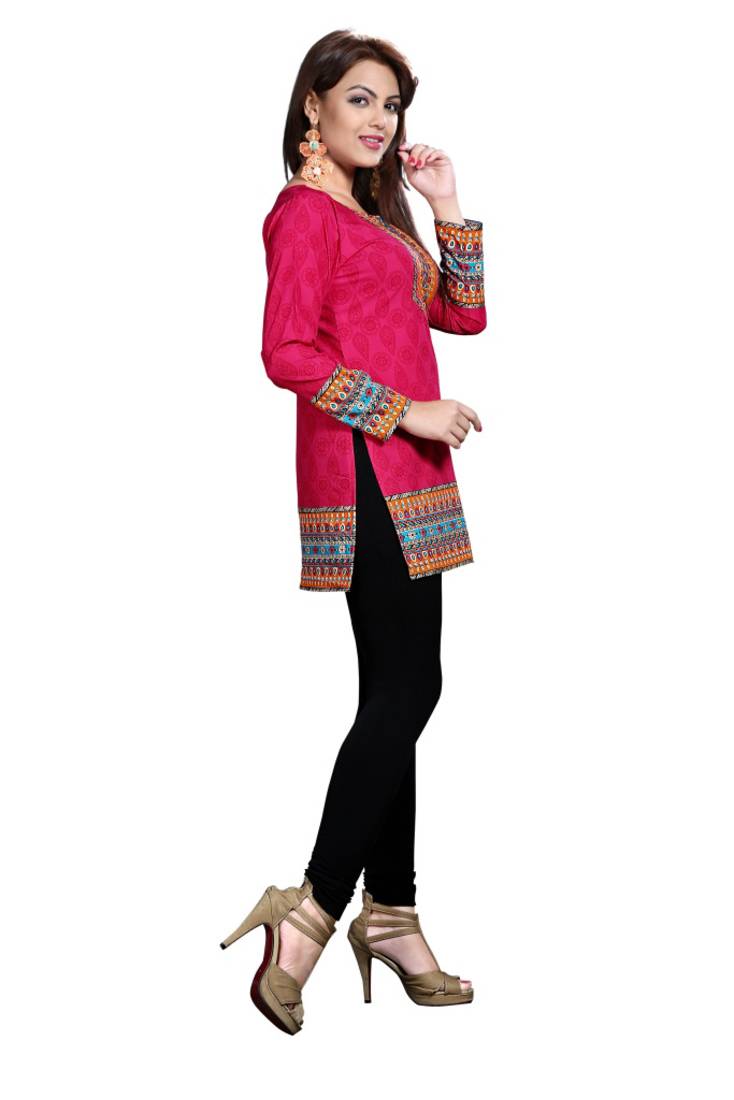 Pink american crepe printed kurti