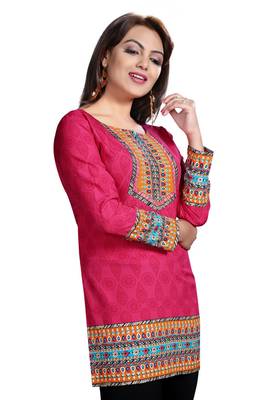 Pink american crepe printed kurti 5