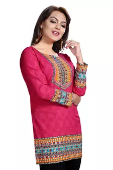 Pink american crepe printed kurti