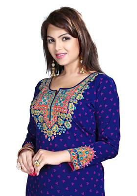 Purple american crepe printed kurti 5