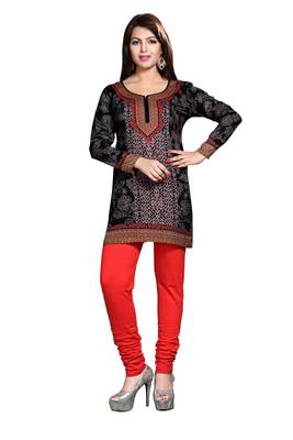 Black american crepe printed kurti 1