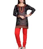 Black american crepe printed kurti