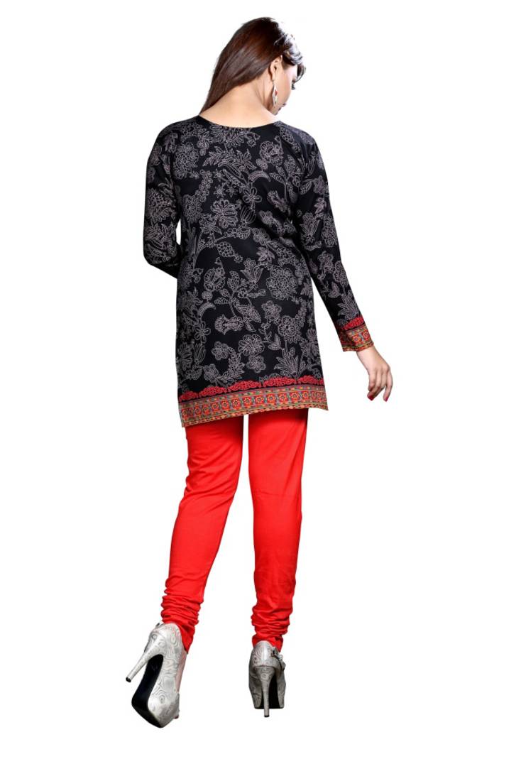 Black american crepe printed kurti