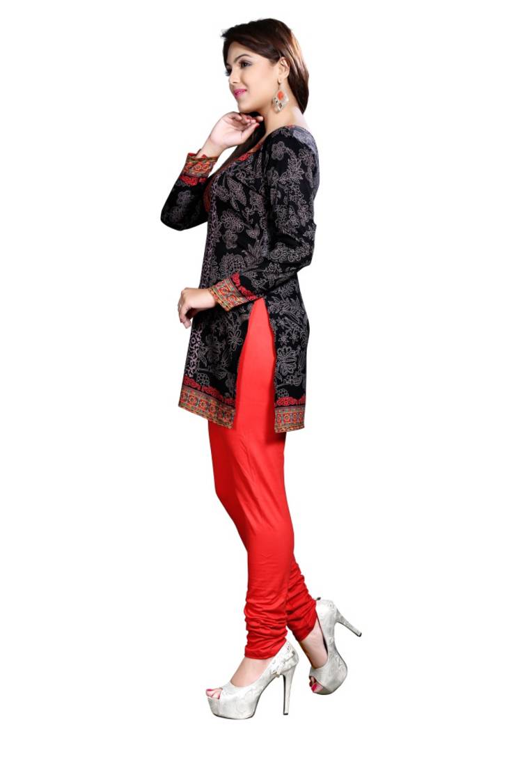 Black american crepe printed kurti