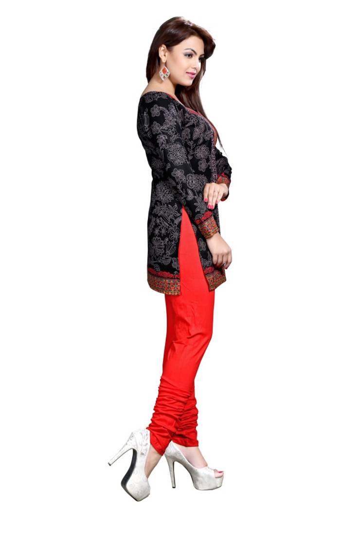 Black american crepe printed kurti