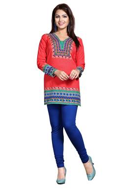 Red american crepe printed kurti 1