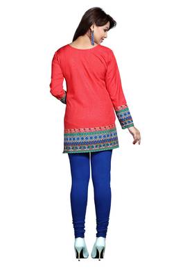 Red american crepe printed kurti 2