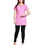 Pink american crepe printed kurti