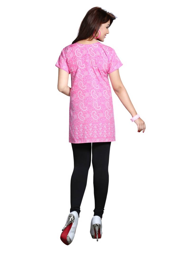 Pink american crepe printed kurti