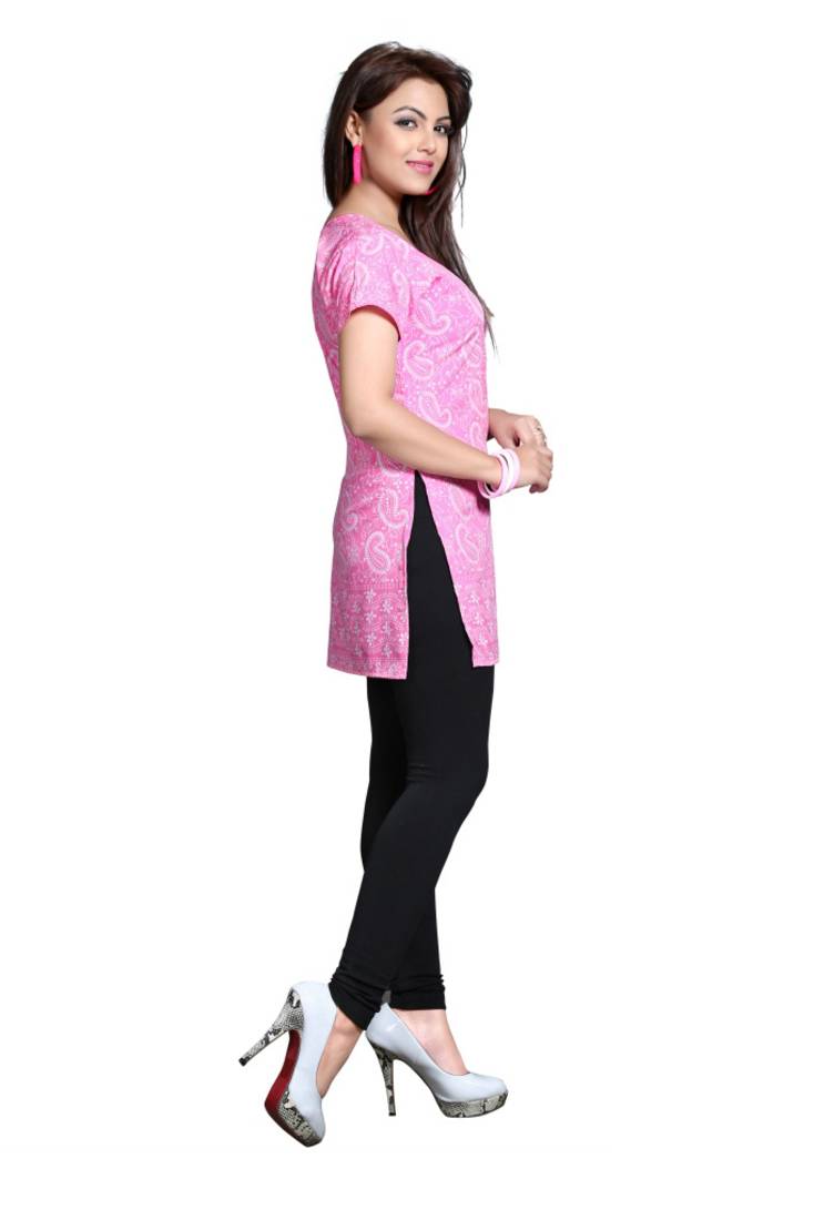 Pink american crepe printed kurti