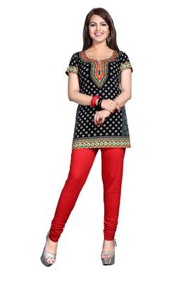 Black american crepe printed kurti 1