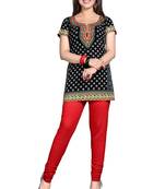 Black american crepe printed kurti
