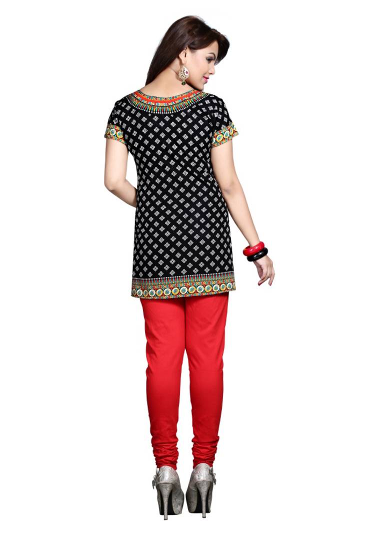 Black american crepe printed kurti