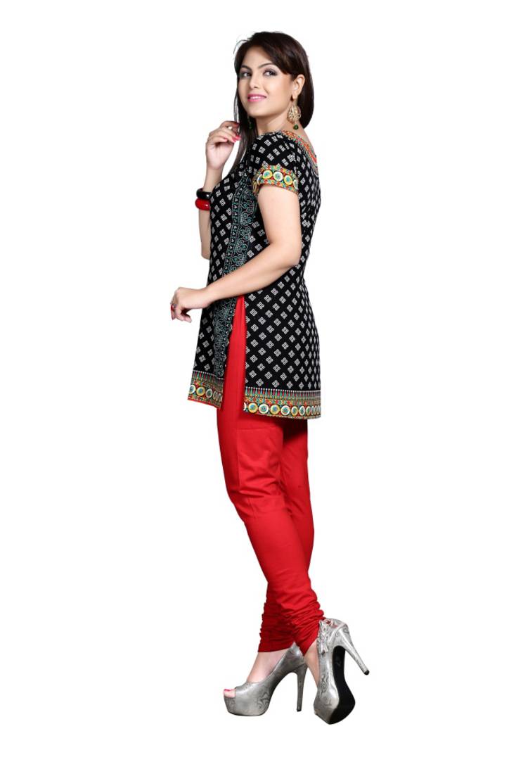 Black american crepe printed kurti