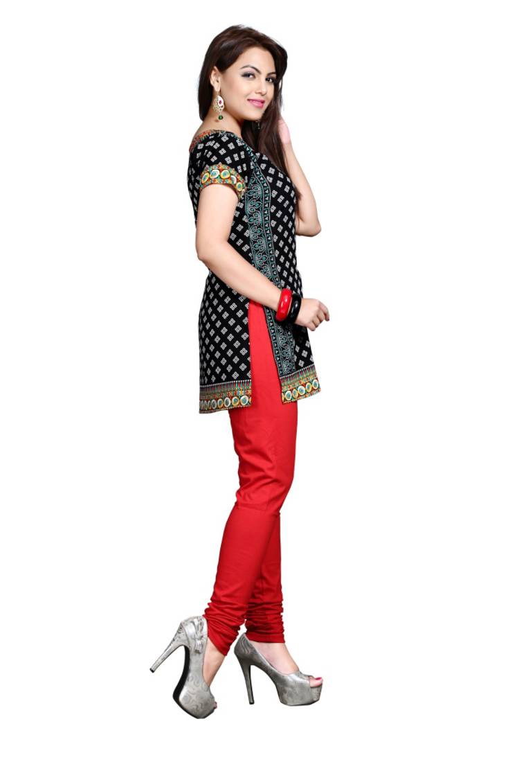 Black american crepe printed kurti
