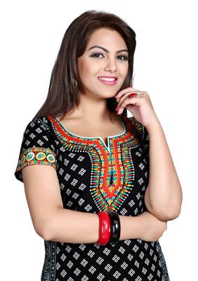 Black american crepe printed kurti 5