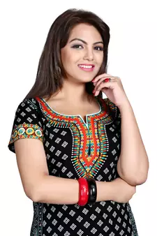 Black american crepe printed kurti