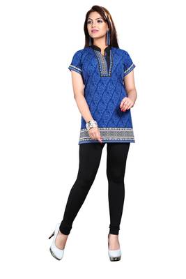Blue american crepe printed kurti 1