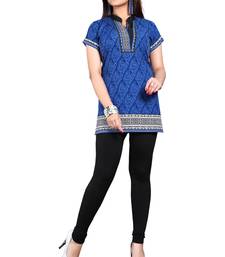 Blue american crepe printed kurti