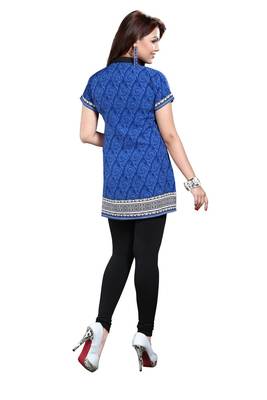 Blue american crepe printed kurti 2