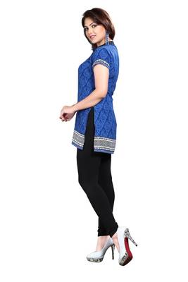 Blue american crepe printed kurti 3