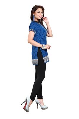 Blue american crepe printed kurti 4