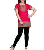 Pink american crepe printed kurti