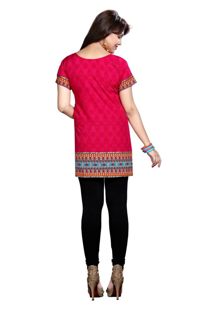 Pink american crepe printed kurti