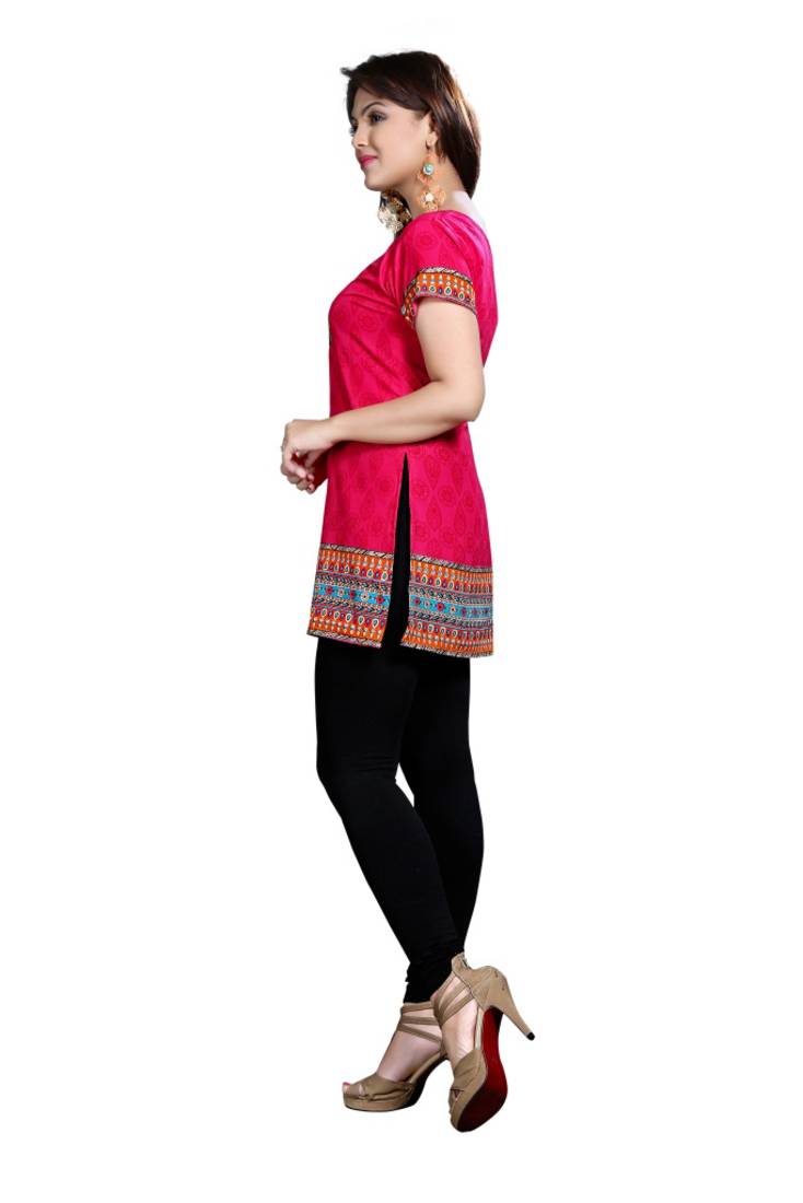 Pink american crepe printed kurti