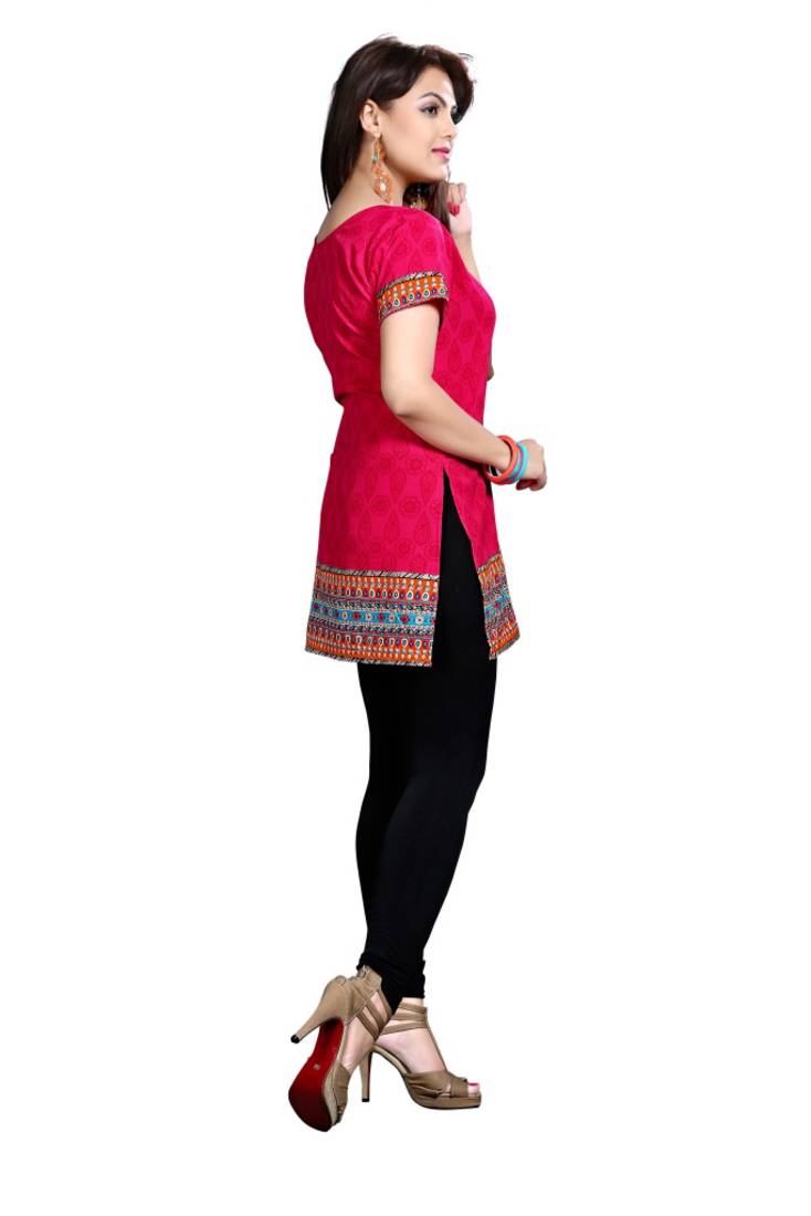 Pink american crepe printed kurti