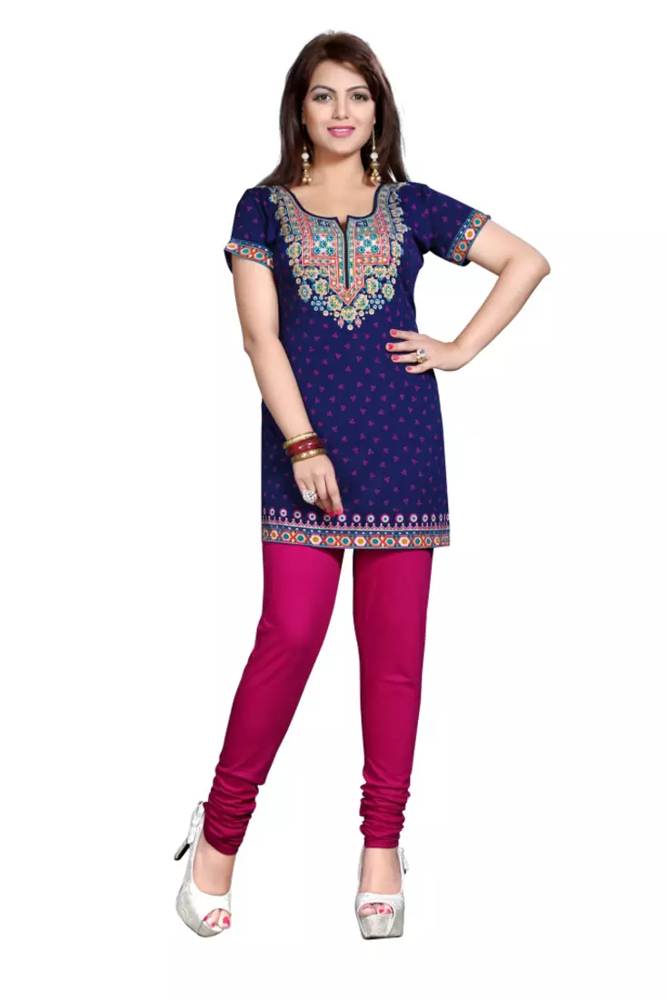 Purple american crepe printed kurti
