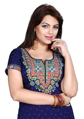 Purple american crepe printed kurti 5