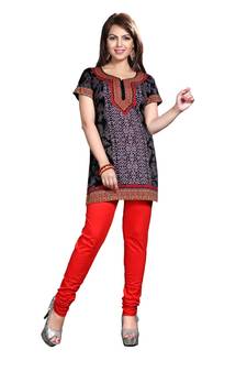 Black american crepe printed kurti