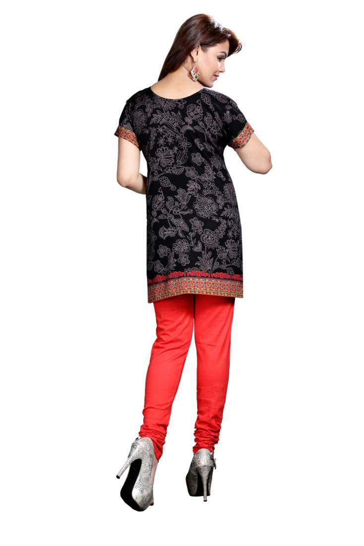 Black american crepe printed kurti