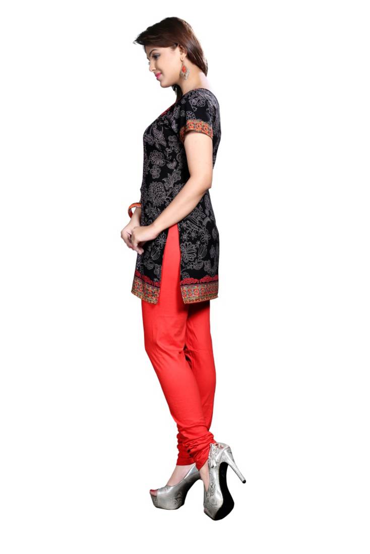 Black american crepe printed kurti